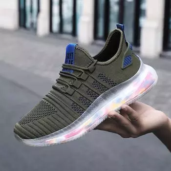 Сетчатые дышащие кроссовки Удобные повседневные туфли на плоской подошве Обувь на шнуровке и с противоскользящим покрытием Обувь для ходьбы на открытом воздухе Обувь Tenis Zapatos Hombre 39 армия зеленый