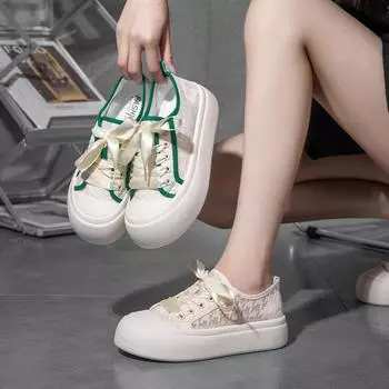 Сетчатые дышащие маленькие белые туфли женские туфли женские летние новые универсальные и тонкие повседневные толстые туфли на плоской подошве Tide 35 бежевый