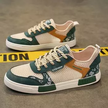 Сетчатые дышащие мужские туфли летние тонкие сетчатые ажурные спортивные сетчатые туфли молодежные кроссовки большого размера 47 с мягкой подошвой для бега 39 зелёный