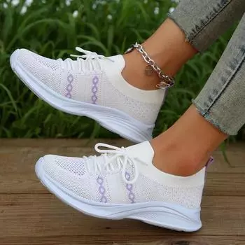 Сетчатые дышащие одинарные туфли женские низкие на толстой подошве повседневные спортивные одинарные туфли 36