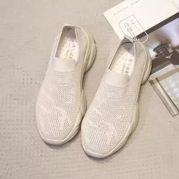 Сетчатые дышащие плетеные туфли-кроссовки женские 2024 новые кроссовки с толстой подошвой с одной педалью ленивые повседневные одинарные туфли 35