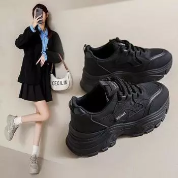 Сетчатые дышащие туфли для папы, женские туфли на толстой подошве, повседневные женские туфли Muffin 40 белый