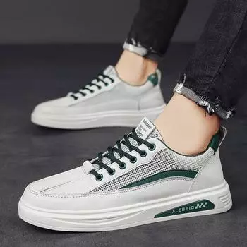 Сетчатые дышащие туфли на плоской подошве для повседневного отдыха, работы, низкие белые туфли со шнуровкой, мужская обувь 39