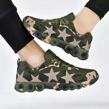 Сетчатые камуфляжные кроссовки мужские износостойкие повседневные туфли для мужчин нескользящие теннисные туфли для альпинизма рабочие туфли на плоской подошве теннис 36 камуфляжный