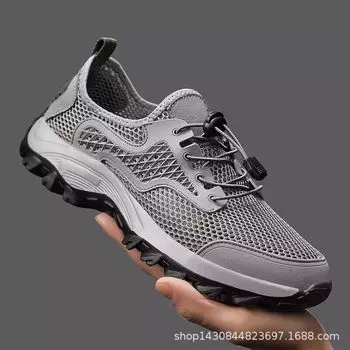 Сетчатые кроссовки мужские тонкие дышащие полые кроссовки 38 чёрный