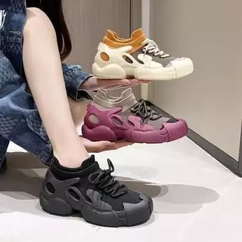 Сетчатые кроссовки женские осенние студенческие туфли Octopus для индивидуального легкого бега повседневные туфли 35 чёрный