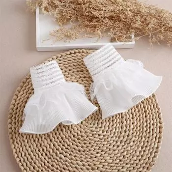 Сетчатые кружевные аксессуары Кружевной темперамент Маленький аромат Трехмерные кружевные декоративные манжеты Ложный воротник белый