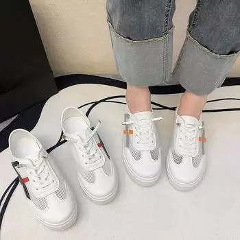 Сетчатые маленькие белые туфли женские новые летние универсальные дышащие модные туфли спортивные тонкие туфли женские кожаные туфли 35