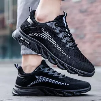 Сетчатые мужские повседневные туфли летние дышащие кроссовки удобная обувь для ходьбы мужская спортивная обувь для бега D205 39 чёрный