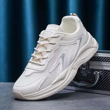 Сетчатые мужские туфли Daddy, летние дышащие белые туфли, универсальные мужские трендовые универсальные кроссовки на толстой подошве для студентов, спортивные мужские кроссовки 41