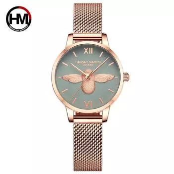 Сетчатые наручные часы, лучшие брендовые новые роскошные японские кварцевые часы с розовым золотом, дизайнерские элегантные стильные часы для женщин