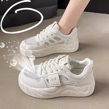 Сетчатые нескользящие кроссовки женские весенние новые уличные кроссовки с мягкой подошвой для студентов на толстой подошве 35 хаки