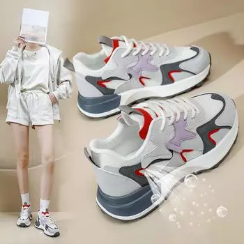 Сетчатые низкие кроссовки для папы женские весенние новые дышащие студенческие спортивные увеличивающие рост 35 чёрный