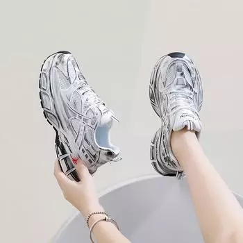 Сетчатые низкие туфли для папы женские осенние новые дышащие студенческие спортивные увеличивающие рост досуг 35 белый