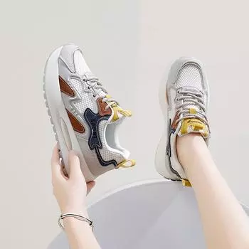 Сетчатые низкие туфли для папы женские осенние новые дышащие студенческие спортивные увеличивающие рост досуг 35