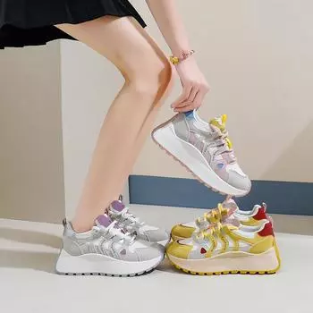 Сетчатые низкие туфли для папы женские осенние новые дышащие студенческие спортивные увеличивающие рост досуг 35 розовый