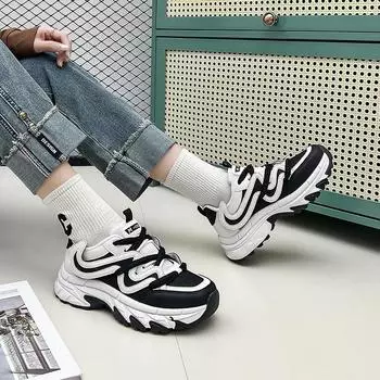 Сетчатые низкие туфли для папы женские осенние новые дышащие студенческие спортивные увеличивающие рост досуг 35 чёрный