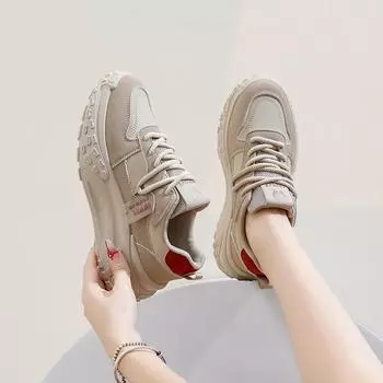 Сетчатые низкие туфли для папы женские осенние новые дышащие студенческие спортивные увеличивающие рост досуг 35