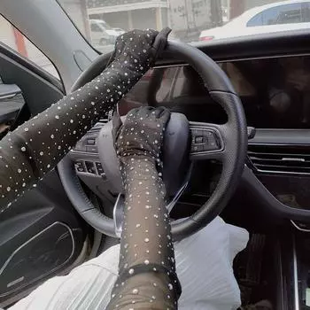 Сетчатые перчатки для косплея, варежки для защиты от солнца, длинные перчатки, женские перчатки для вождения, свадебные перчатки для невесты чёрный