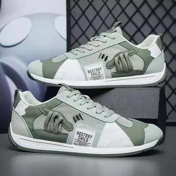 Сетчатые повседневные мужские кроссовки, удобная спортивная прогулочная обувь, мужская дышащая обувь для бега на плоской подошве, мужские кроссовки в британском стиле 39 синий