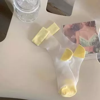 Сетчатые японские чулки из канекалона, летние тонкие носки, летние женские средние дышащие носки с кристаллами для девочек, чулки контрастного цвета 19cm чёрный