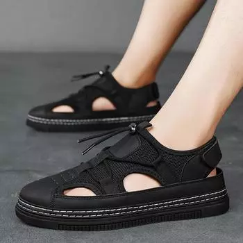 Сетчатые сандалии, весенне-летняя обувь, повседневные дышащие сандалии, удобная мужская обувь, размеры 39-44 39 бежевый