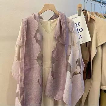 Сетчатые шейные платки с принтом, прозрачные цветочные хиджабы, милые шелковые шарфы, шали для женщин и девочек синий