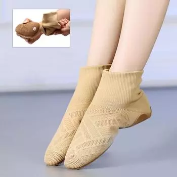 Сетчатые современные джазовые танцевальные туфли Современные балетные туфли с высоким верхом и мягкой подошвой для учителей 34 чёрный