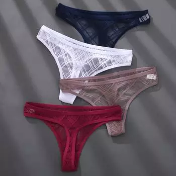 Сетчатые стринги для женщин, стринги с низкой талией, женские прозрачные трусики с открытой спиной и Т-образной спинкой, интимное нижнее белье для девочек L