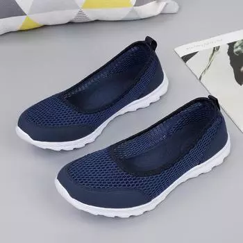 Сетчатые туфли большого размера с неглубоким горлом женские туфли 2024 года лето легкие туфли для беременных женщин с крупной сеткой повседневная обувь дышащая сетчатая обувь 35 чёрный