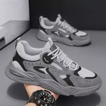 Сетчатые туфли Daddy Shoes, мужские летние повседневные туфли с толстой подошвой, дышащие, молодежные спортивные туфли 39 белый