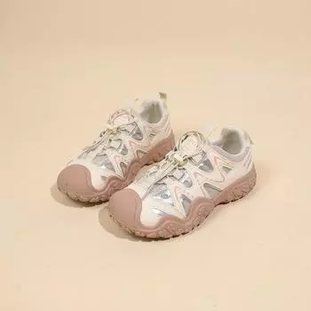 Сетчатые туфли Daddy женские весна и осень 2025 г. Новая мода Большие уродливые милые туфли Athleisure Shoes Cut Out Single Shoes 35 бежевый