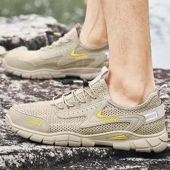 Сетчатые туфли мужские летние дышащие мужские туфли новые мужские сетчатые спортивные повседневные туфли мягкая подошва полые туфли уличные туфли 38