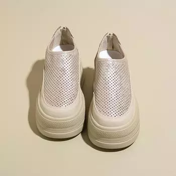 Сетчатые туфли на толстой подошве на плоской подошве, женская обувь, удобные повседневные туфли на высоком каблуке, новинка 2024 года, дизайнерская обувь из дышащего материала, женские туфли 38 чёрный
