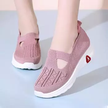 Сетчатые туфли женские летние туфли из ткани Old Beijing женские дышащие сетчатые туфли для женщин среднего и пожилого возраста мягкая подошва нескользящая повседневная обувь для мам 35