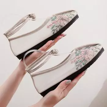 Сетчатые туфли женские на желатиновой подошве женские туфли в этническом стиле с пряжкой женские туфли с неглубоким носком низкие балетки 35 зелёный