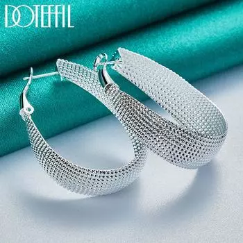 Сетчатые U-образные серьги Серебряные украшения с подвесками