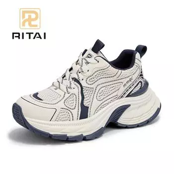 Сетчатые женские кроссовки на шнуровке с толстой подошвой, дышащие повседневные мягкие кроссовки 35 синий