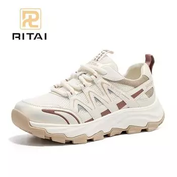 Сетчатые женские кроссовки на шнуровке, высокие, с толстой подошвой, удобные повседневные кроссовки 35 бежевый