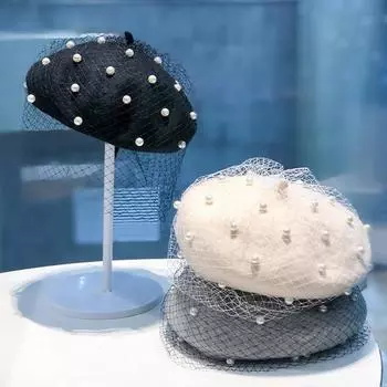 Сетчатый берет женский весна осень мода универсальный ретро кружевной шляпа художника M56-58cm красный