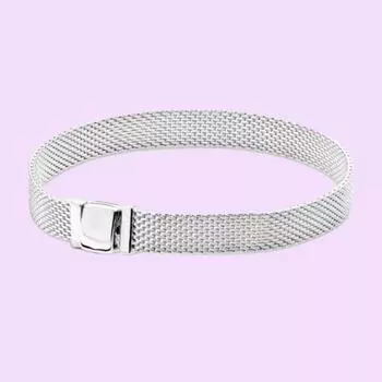 Сетчатый браслет из стерлингового серебра S925 круглой формы для женщин, ювелирные изделия на день рождения, подарки с тканевой сумкой 16cm