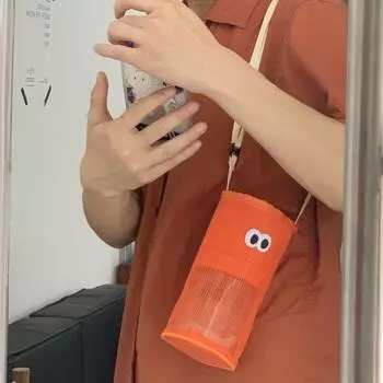 Сетчатый чехол для чашки, регулируемый плечевой ремень, чехол для бутылки с водой, портативный чехол для бутылки с водой, спортивный чёрный