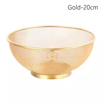 Сетчатый дуршлаг из нержавеющей стали Многофункциональная миска для мытья риса Новая корзина-дуршлаг Gold2