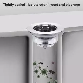 Сетчатый фильтр для раковины 3-в-1 с ручкой, сливной фильтр, защита от засорения, герметичная канализационная пробка, эффективное решение для засора раковины, универсальное чистый