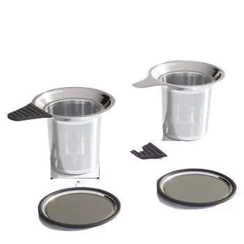 Сетчатый фильтр для заварки чая из нержавеющей стали, фильтр для металлической чашки с вкладышами и крышкой Tea Infuser