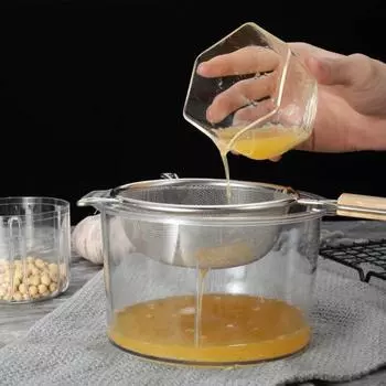 Сетчатый фильтр из нержавеющей стали с деревянной ручкой, мелкоячеистый фильтр, ложка, проволочное сито, металлический дуршлаг, скиммер, кухонные принадлежности 12.5cm