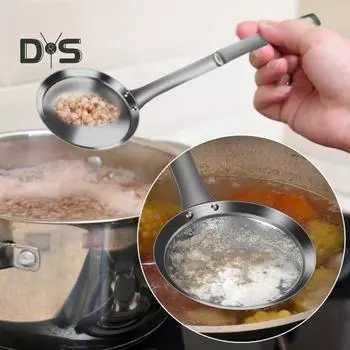 Сетчатый фильтр из нержавеющей стали с длинной ручкой, мелкая сетка, пена для жира, масляный фильтр, ложка, металлическое сито, дуршлаг, скиммер, кухонные принадлежности S