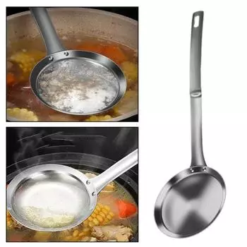 Сетчатый фильтр из нержавеющей стали с длинной ручкой, мелкая сетка, пена для жира, масляный фильтр, ложка, металлическое сито, дуршлаг, скиммер, кухонные принадлежности S