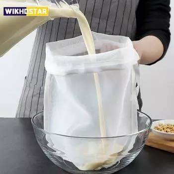Сетчатый фильтр-мешок 100/200/300 меш, мешки для молока с орехами, многоразовые сетчатые пакеты для пищевых продуктов, сетчатый фильтр для миндального молока, фильтр для фильтрации молочного масла 100 Mesh