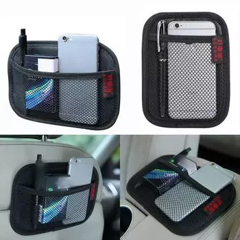 Сетчатый карман для автомобиля, кожаная сумка-сетка из ткани Оксфорд, для хранения телефонов, монет, ключей, сетчатая сумка-органайзер для салона автомобиля, для хранения и уборки, универсальная